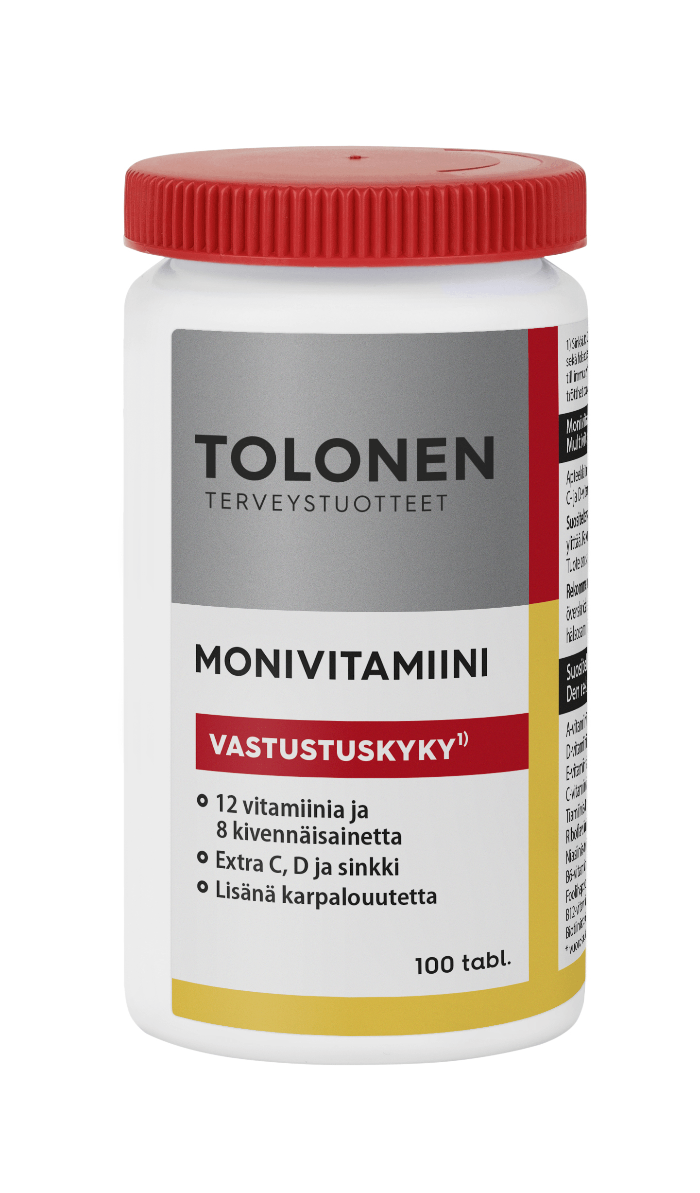 Tolonen Monivitamiini Vastustuskyky 100 tabl.｜Tolonen 多种维生素抵抗 100 片。