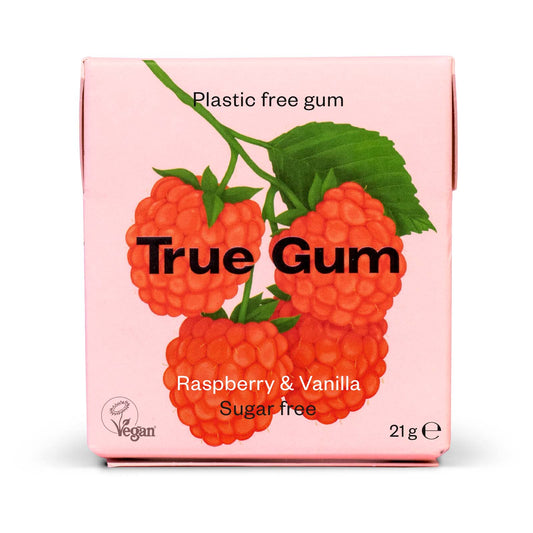 真口香糖木糖醇口香糖覆盆子与香草味-无糖｜True Gum Ksylitolipurukumi Vadelma & Vanilja - Sokeriton