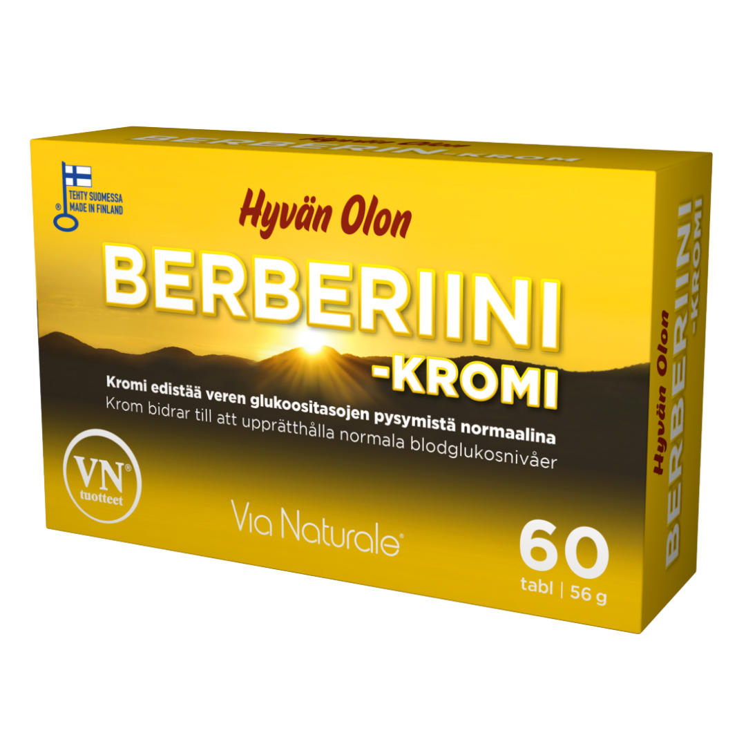 好感觉小檗碱 - 铬60片 - 有效期至2026年12月｜Hyvän Olon Berberiini - Kromi 60 tabl. - Päiväys 12/2026