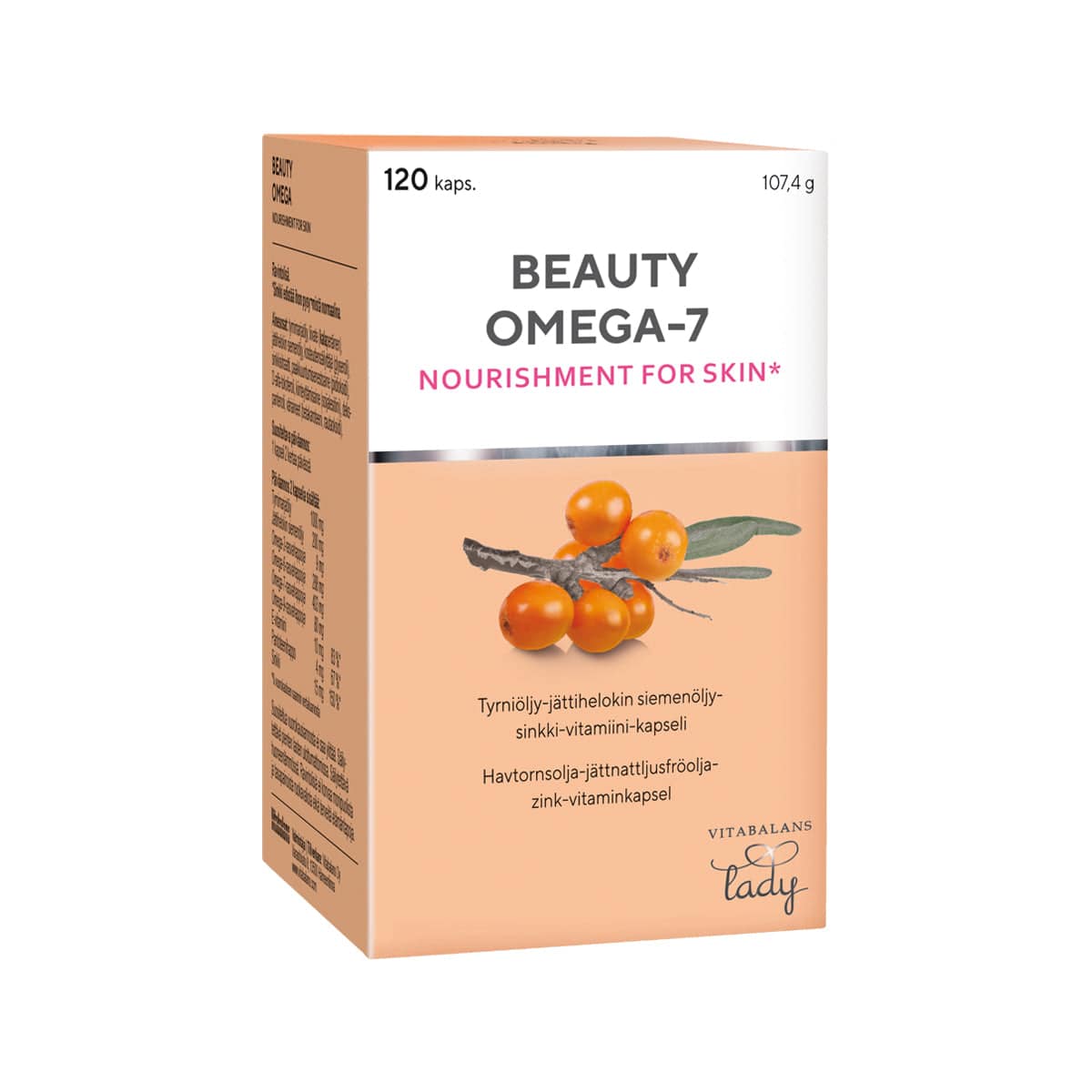 Beauty Omega-7 120 kaps.｜Vitabalans 美容 Omega-7 120 粒。