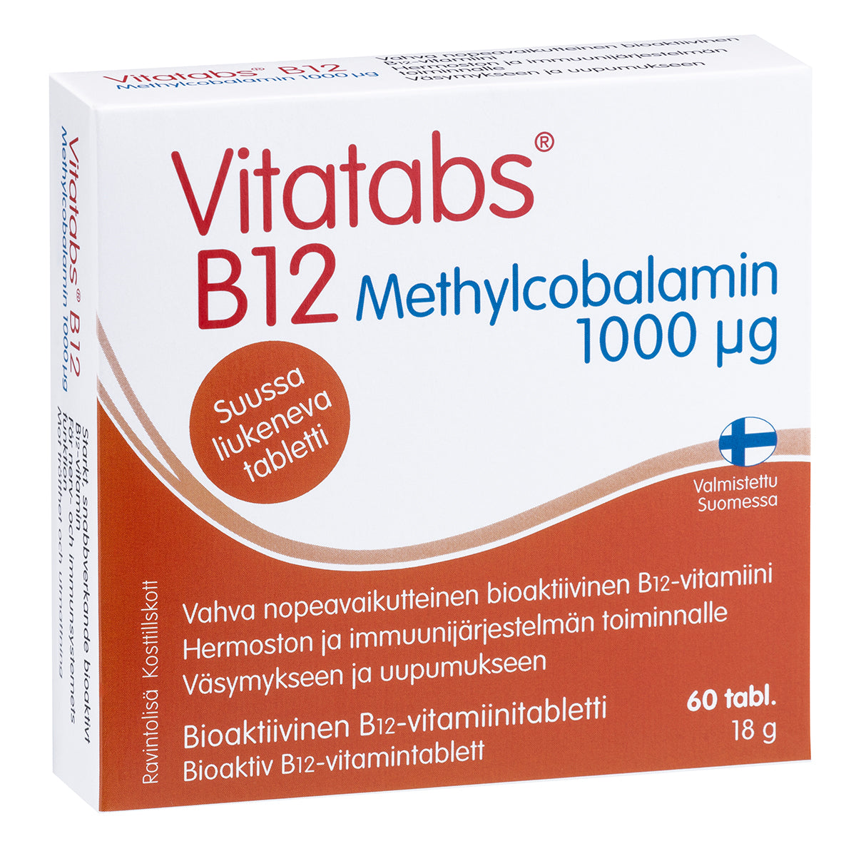 Vitatabs B12 甲基钴胺素 1000 µg 60片｜Vitatabs B12 Methylcobalamin 1000 µg - Metyylikobalamiini 60 tabl.