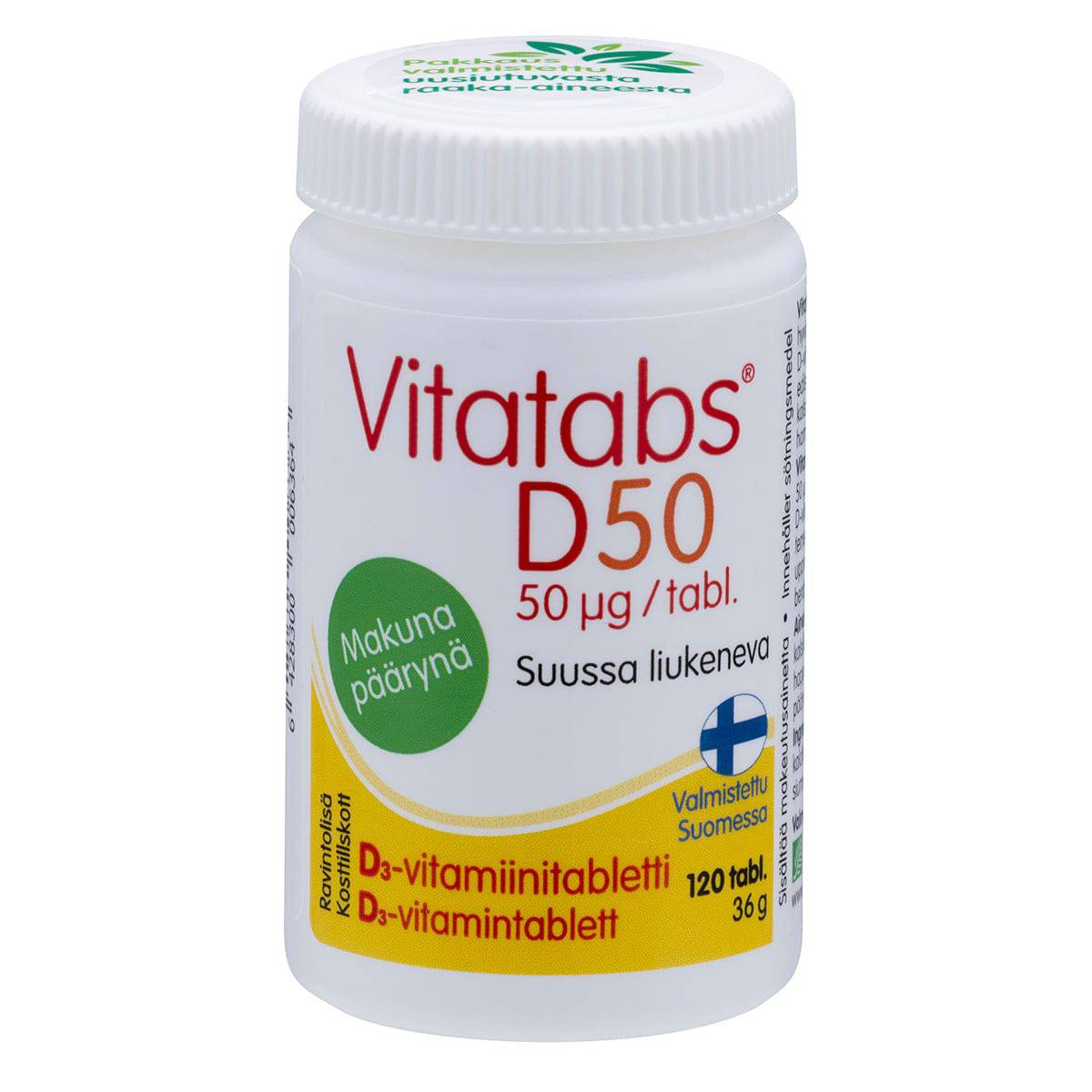 Vitatabs D 50 µg 梨味 120片｜Vitatabs D 50 µg Päärynä 120 tabl.