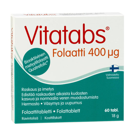 Vitatabs 叶酸400微克 叶酸片 60片｜Vitatabs Folaatti 400 µg - Foolihappotabletti 60 tabl.