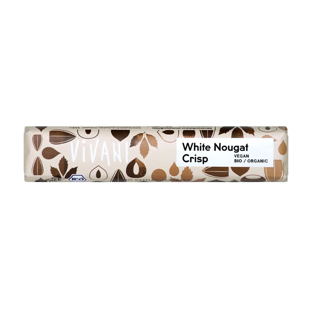 维瓦尼白牛轧糖脆有机白巧克力棒 35 g｜Vivani White Nougat Crisp - Luomu Nougat Valkosuklaapatukka 35 g