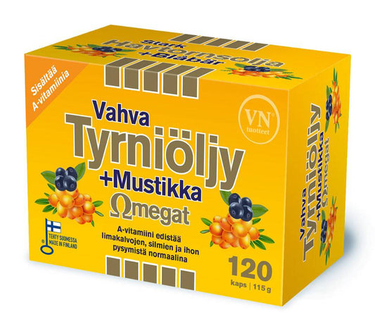 强效沙棘油+蓝莓欧米伽 120粒｜Vahva Tyrniöljy + Mustikka Omegat 120 kaps.