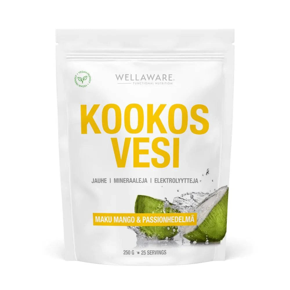 WellAware 椰子水粉 芒果百香果味 250 g｜WellAware Kookosvesijauhe Mango & Passionhedelmä 250 g