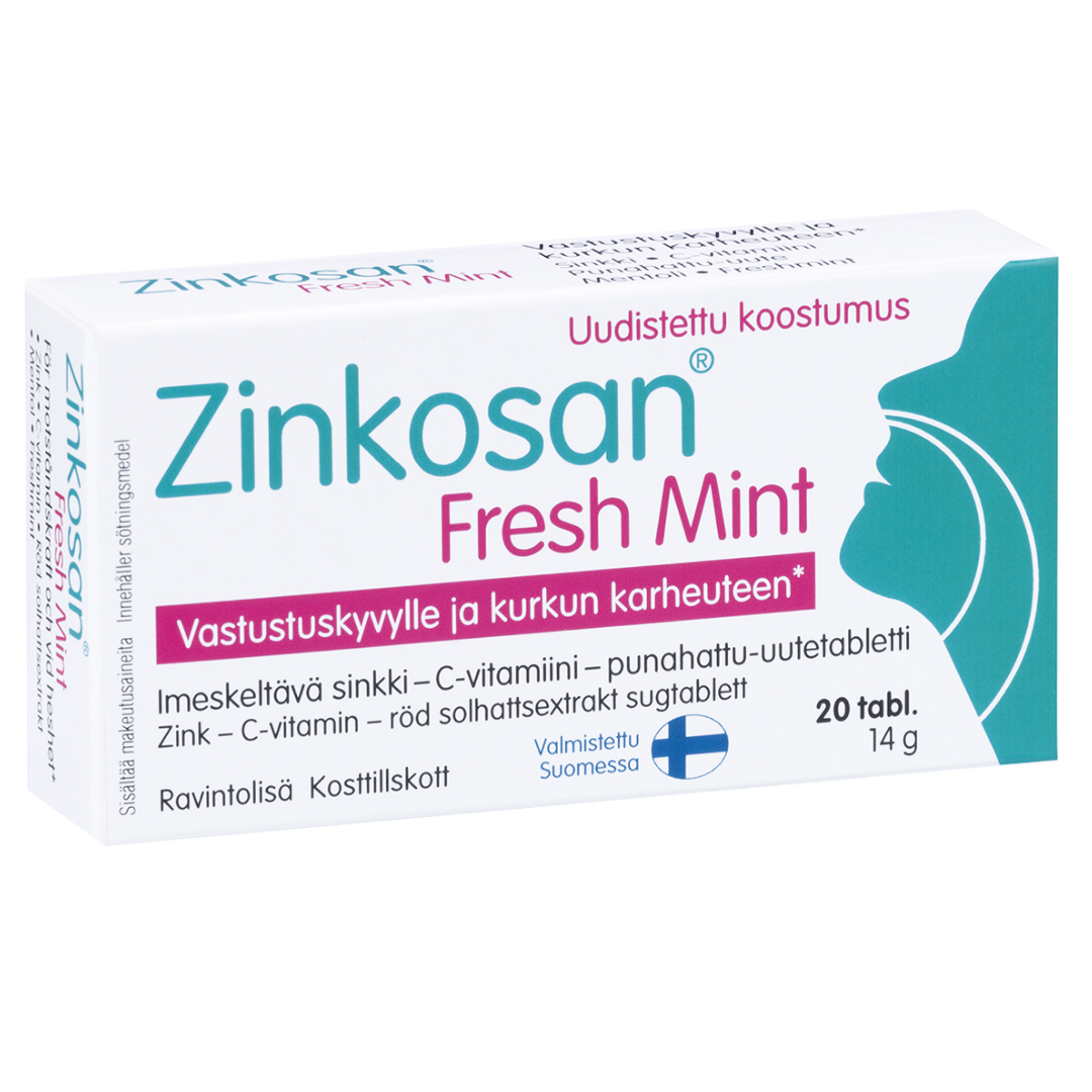Zinkosan 清新薄荷含片 20片｜Zinkosan Fresh Mint Imeskelytabletti 20 tabl.