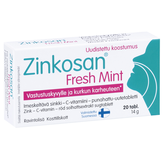 Zinkosan 清新薄荷含片 20片｜Zinkosan Fresh Mint Imeskelytabletti 20 tabl.